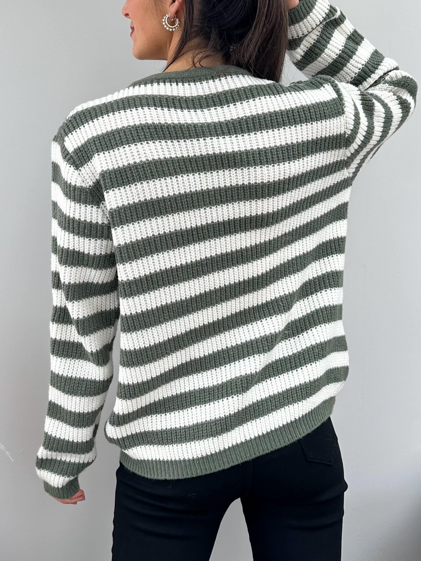 gilet amandine kaki boutons nacrés