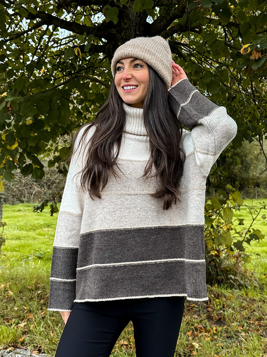 Pull rayures marron